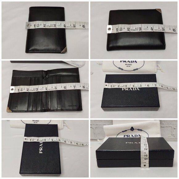 'PRADA' LEATHER WALLET COMPLETE GIFT SET BOX, DUST BAG, RIBBON & TISSUE - Picture 9 of 16